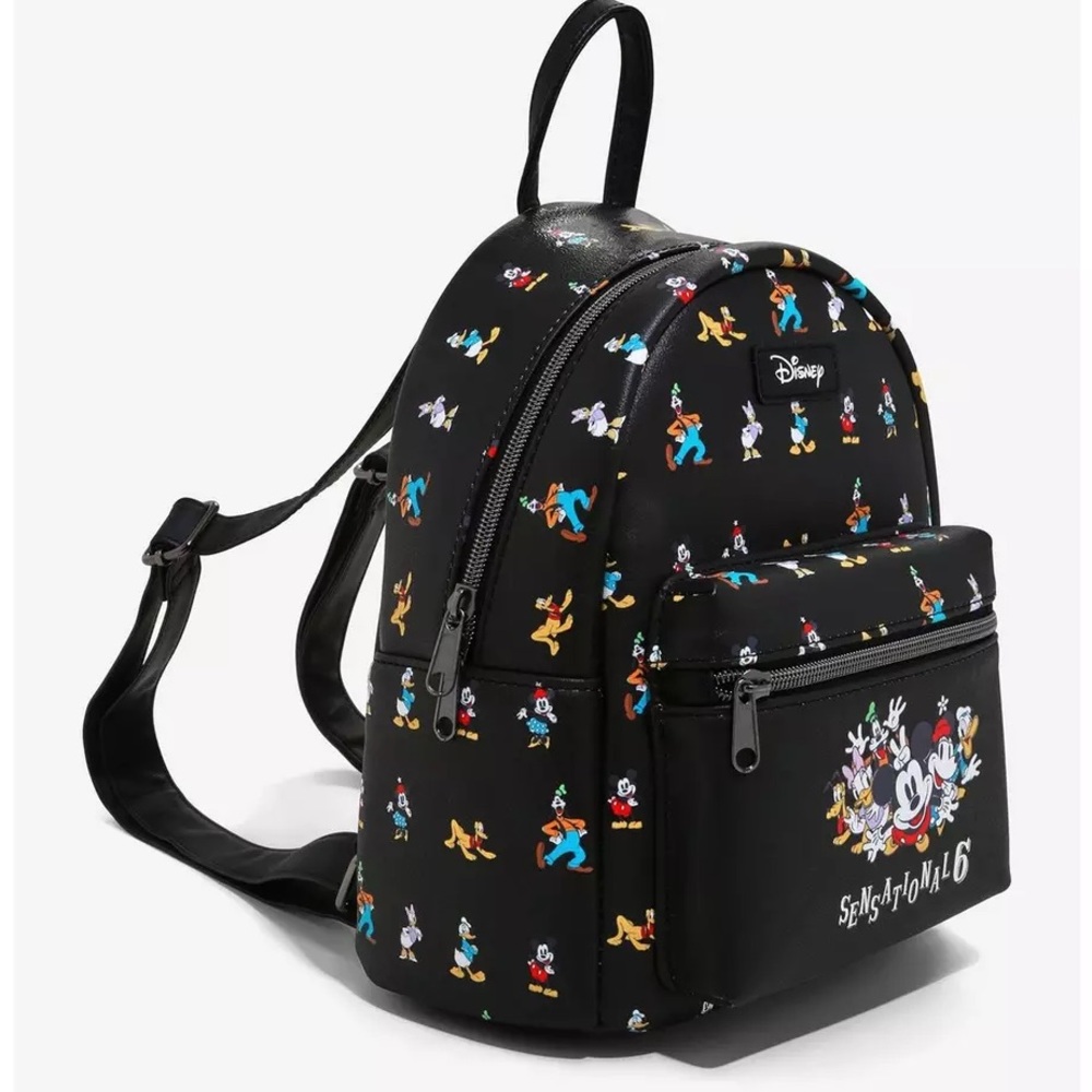 NEW - DISNEY x LOUNGEFLY - THE DISNEY SENSATIONAL SIX MINI BACKPACK (BLACK) - Picture 2 of 4